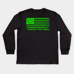 Green USA 1776 Flag Kids Long Sleeve T-Shirt